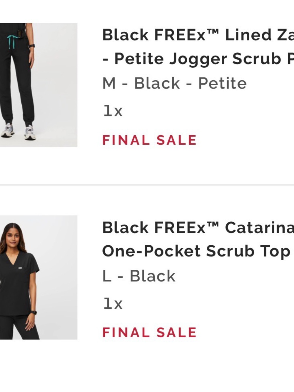 Figs Black FreeX set (medium petite pants and large top) with Teal Drawstring - Picture 2 of 2
